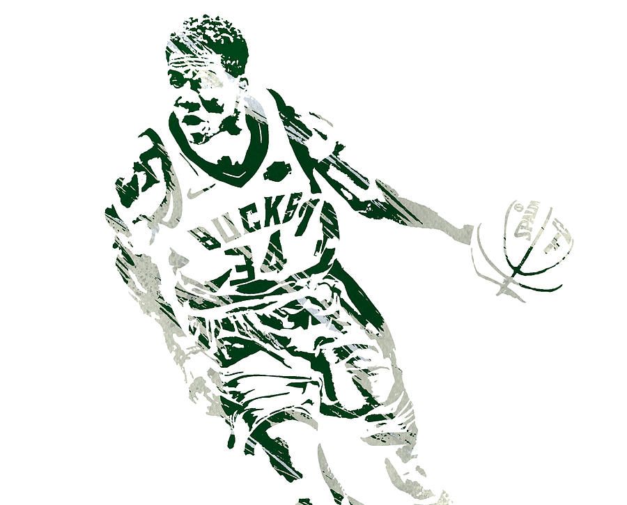 Giannis Antetokounmpo Milwaukee Bucks Watercolor Strokes Pixel Art 2 ...