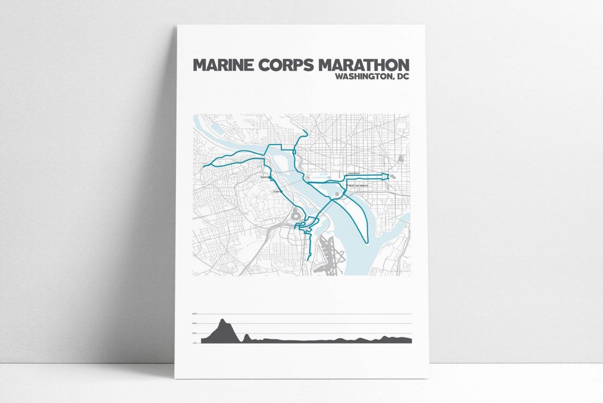 Marine Corps Marathon Map, Marathon Gift, Marine Corps Marathon