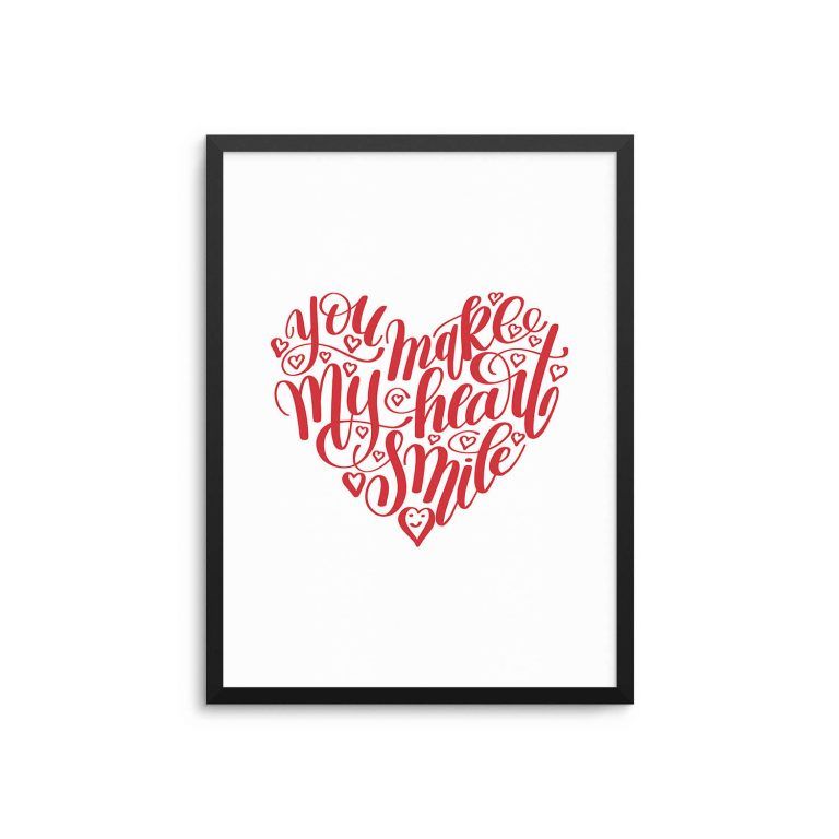 You Make My Heart Smile Love Quote Poster Canvas Wall Art Print