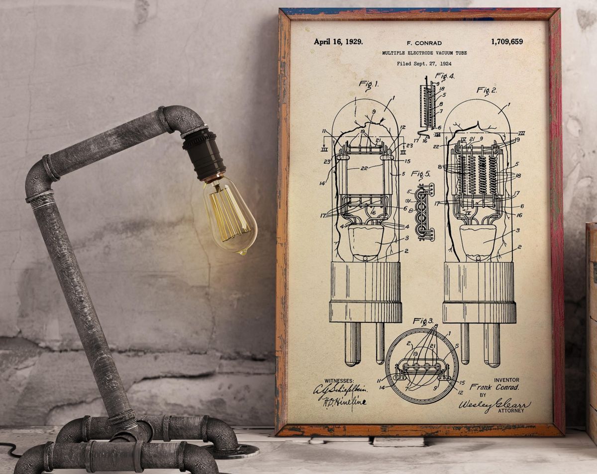 Vacuum Lamp Patent Print. Vintage Patent Poster. Patent Wall Art