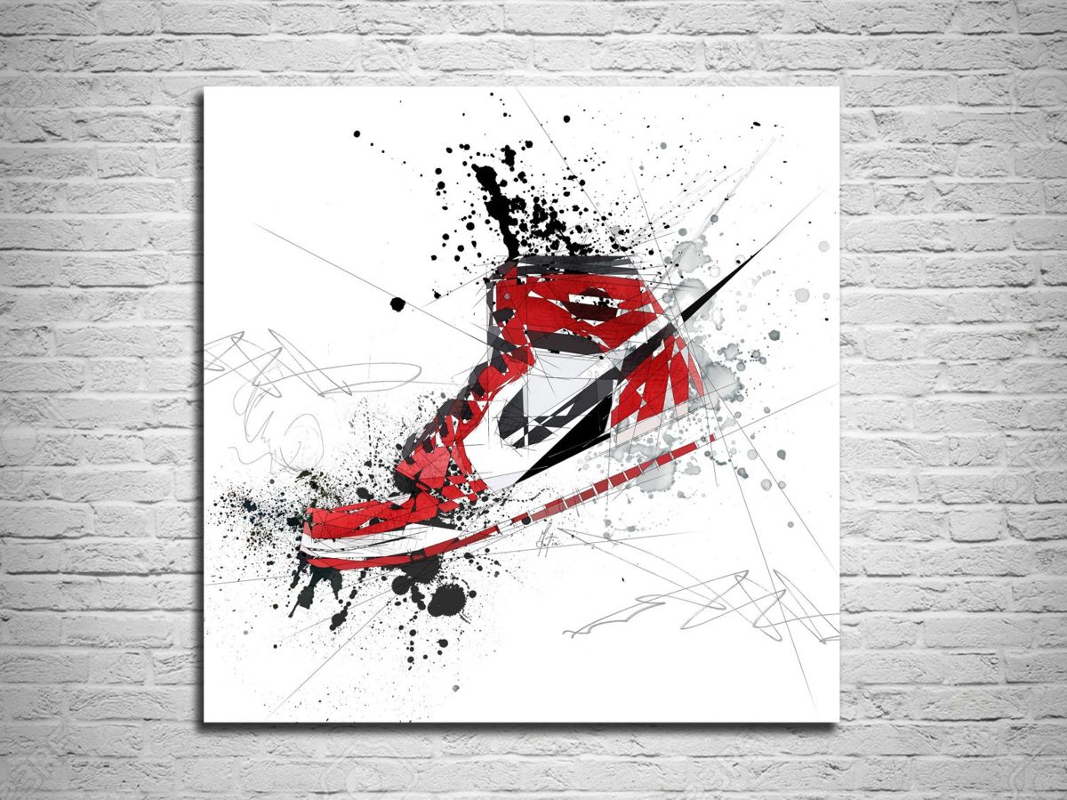 Basketball Shoes Art, Sports Illustration, Air Jordans Red Contemporary ...