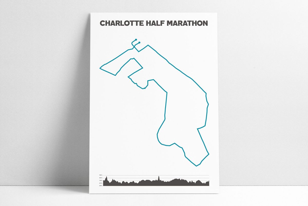 Charlotte Nc Half Marathon Map Art Poster Print Runner Gift Poster