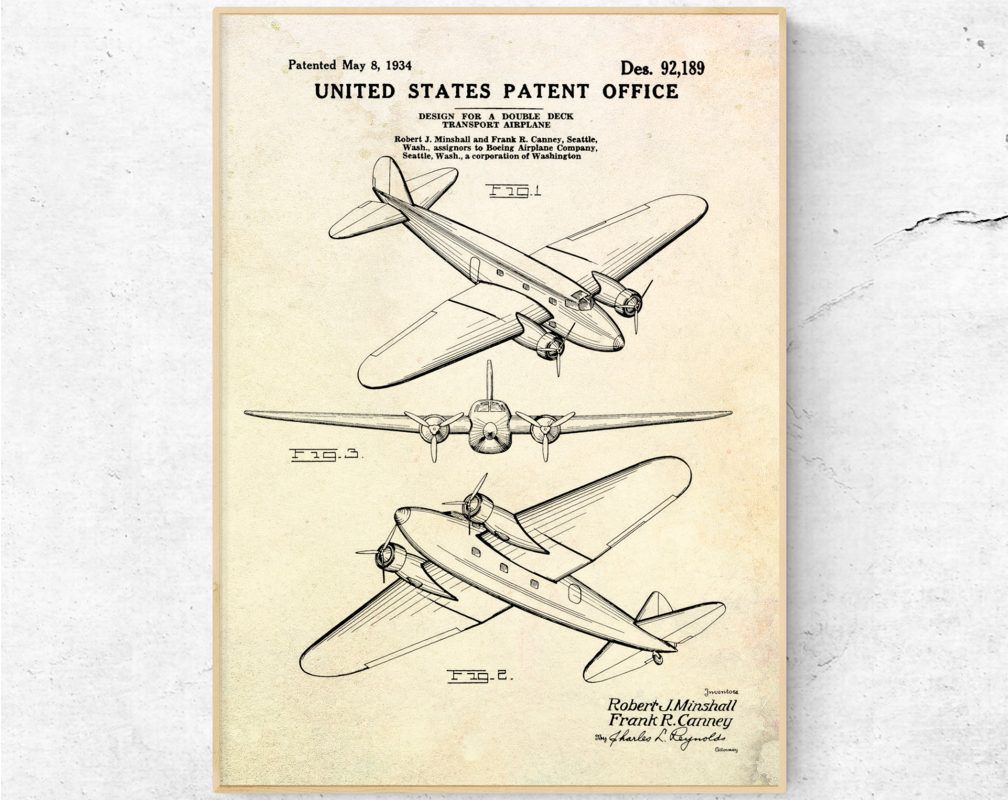 Boeing 247 Patent Print. Airplane Blueprint Poster. Pilot Gift Aircraft ...