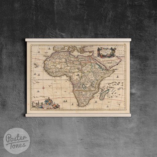 Century Map Of Africa Vintage With, Vintage, Frame System, Map Print ...