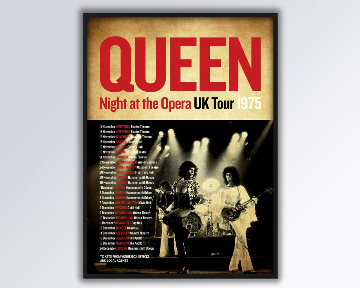 Queen Freddie Mercury 1975 Reimagined Night At The Opera Tour – Poster ...