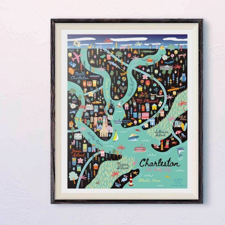 City Of Charleston South Carolina Area Map Art Print