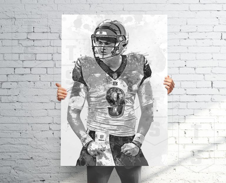 Joe Burrow Poster (V1), Cincinnati Bengals Print, Canvas, Banner