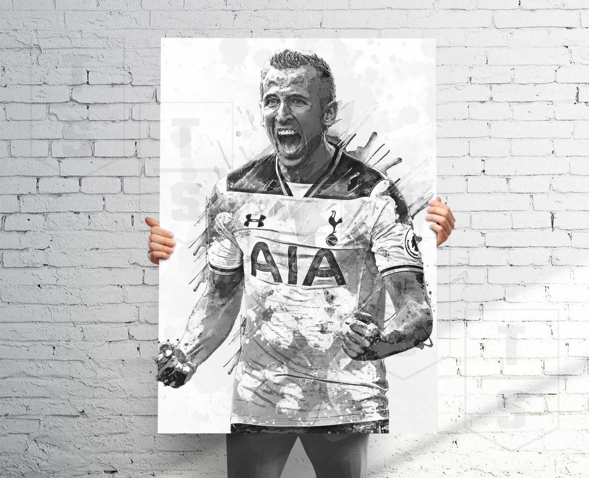 Harry Kane Poster, Tottenham Hotspur Print, Canvas, Banner, Soccer Fan ...