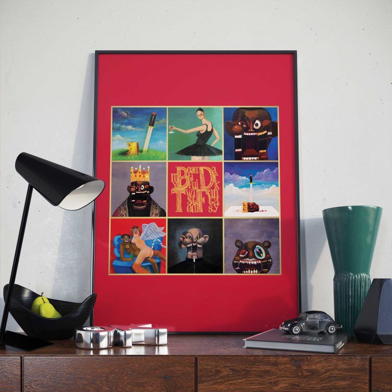 Kanye West My Beautiful Dark Twisted Fantasy Album Covers Poster Canvas Wall Art Print