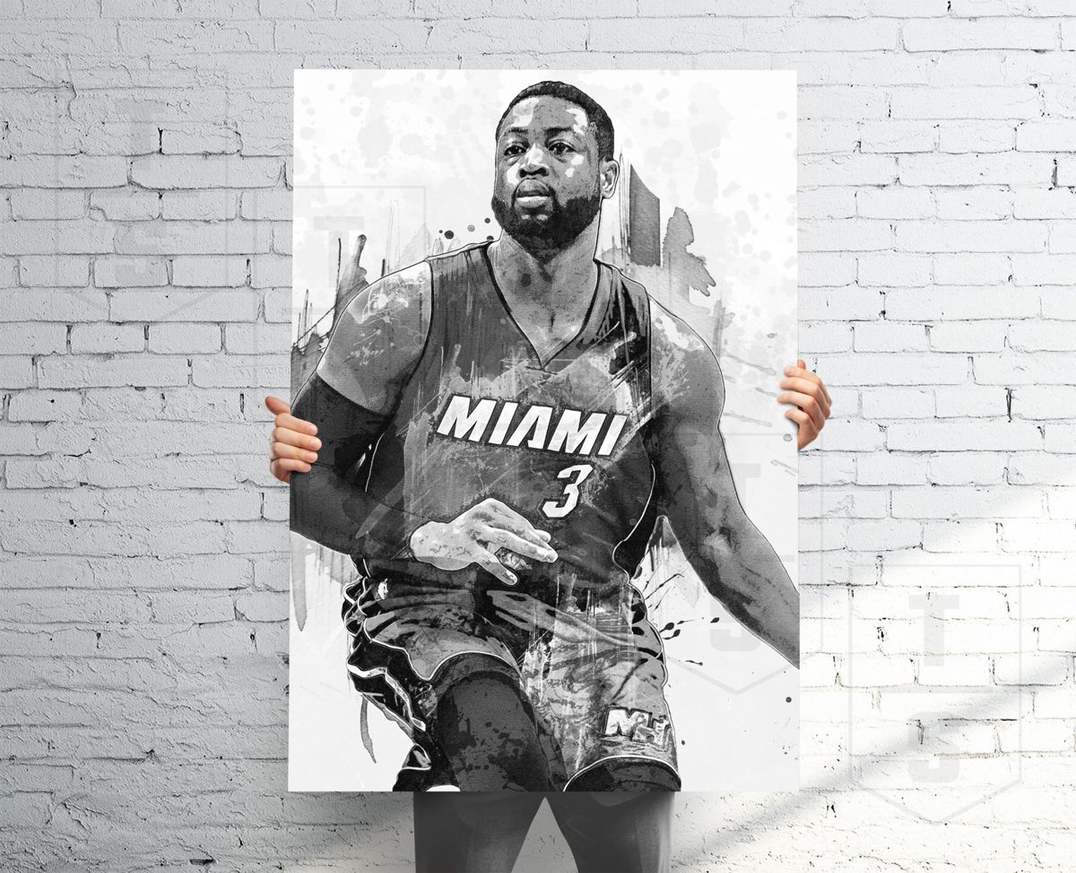 Dwyane Wade Poster, Miami Heat Print, Canvas, Banner, Basketball Poster ...