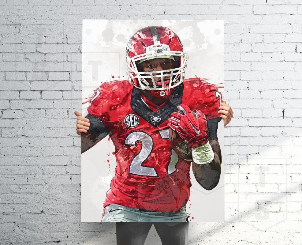 Nick Chubb Bulldogs Poster (V1), Canvas, Banner