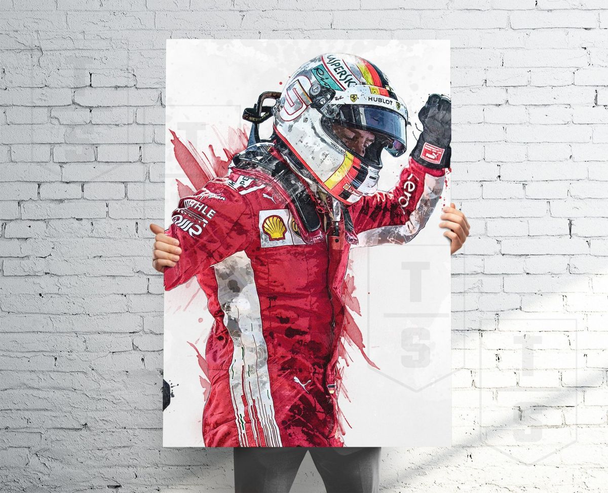 Sebastian Vettel Ferrari F1 Poster (V1), Canvas, Banner, Formula 1 Fan