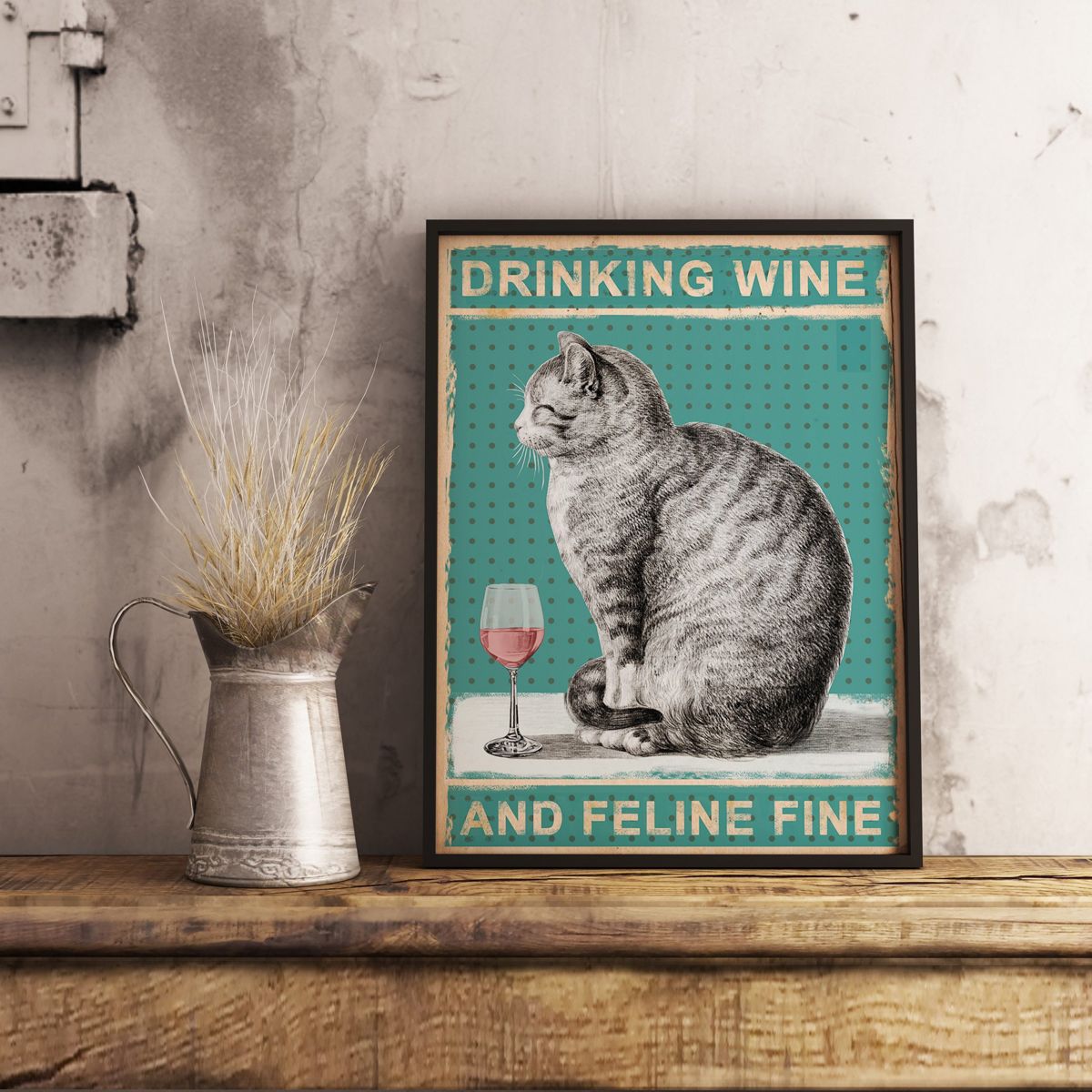 Drinking Wine Cat Poster, Funny Poster, Cat Art, Cat Poster, Cat Print ...