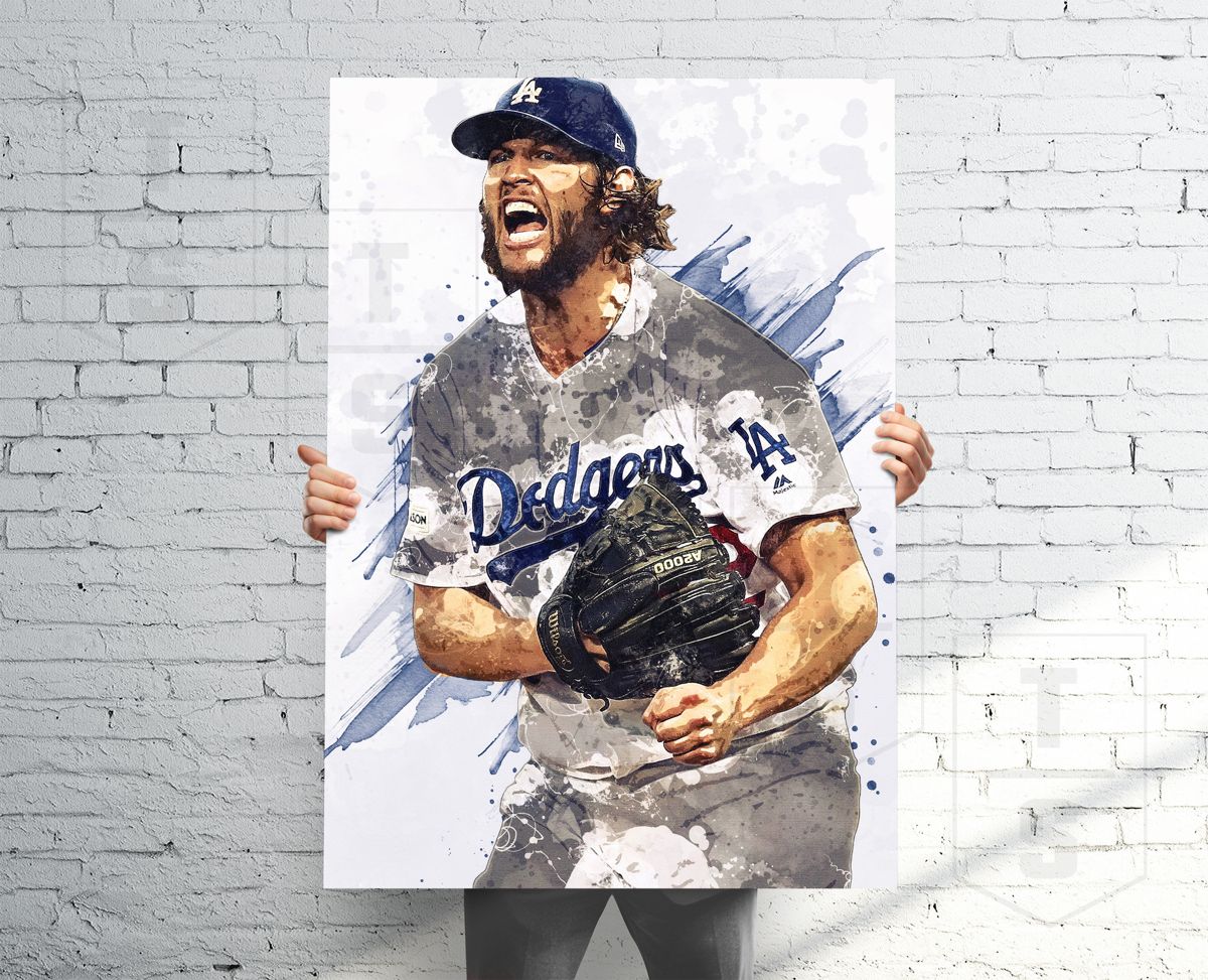 Clayton Kershaw La Dodgers Poster, Canvas, Banner, Baseball Fan, Paint ...