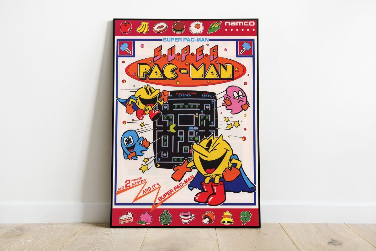 Super Pac Man Poster - Video Game Poster, Classic Video Game Art Print 