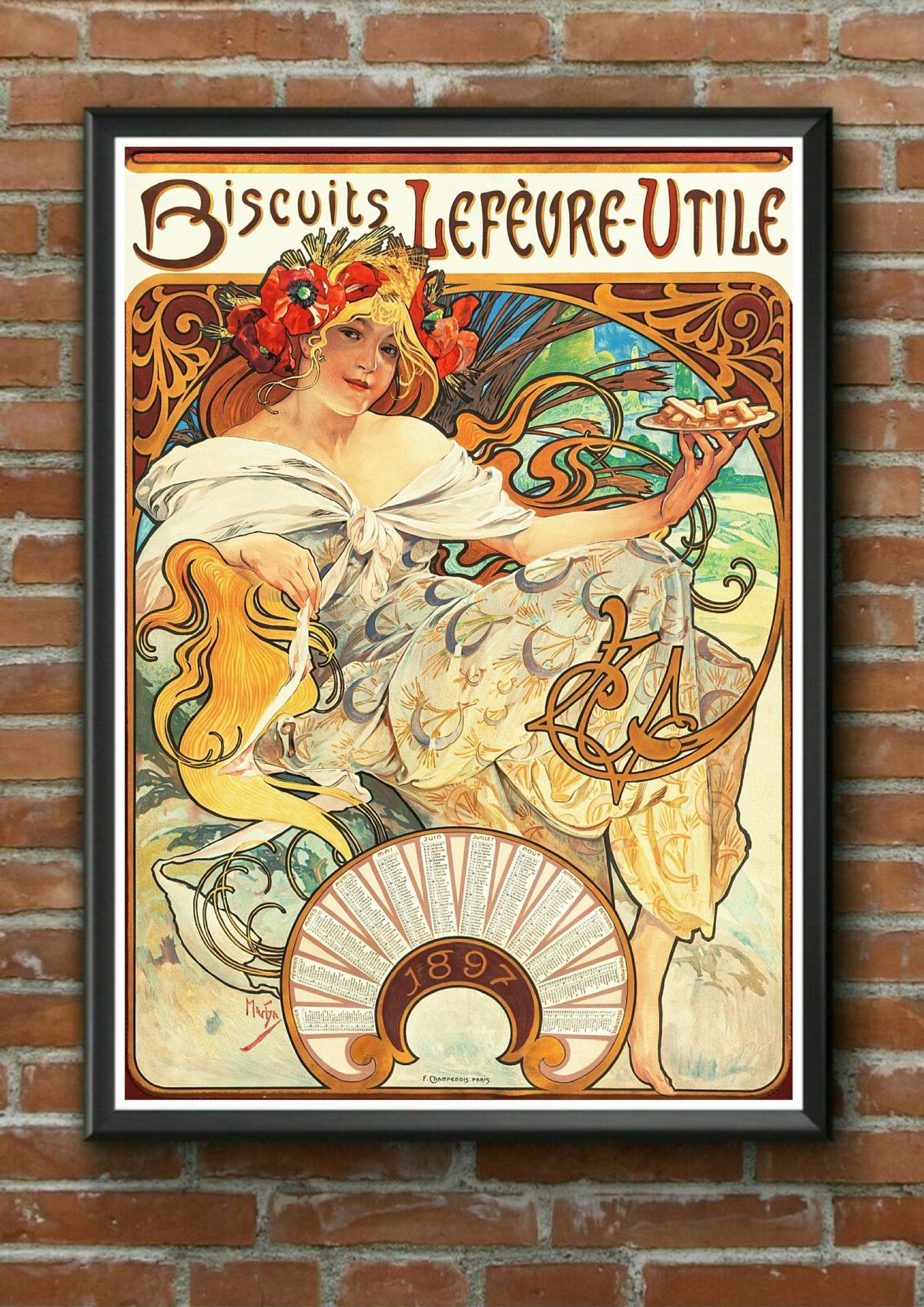 Alphonse Mucha Art Nouveau Poster Prints - Biscuits Levefre Art Nouveau