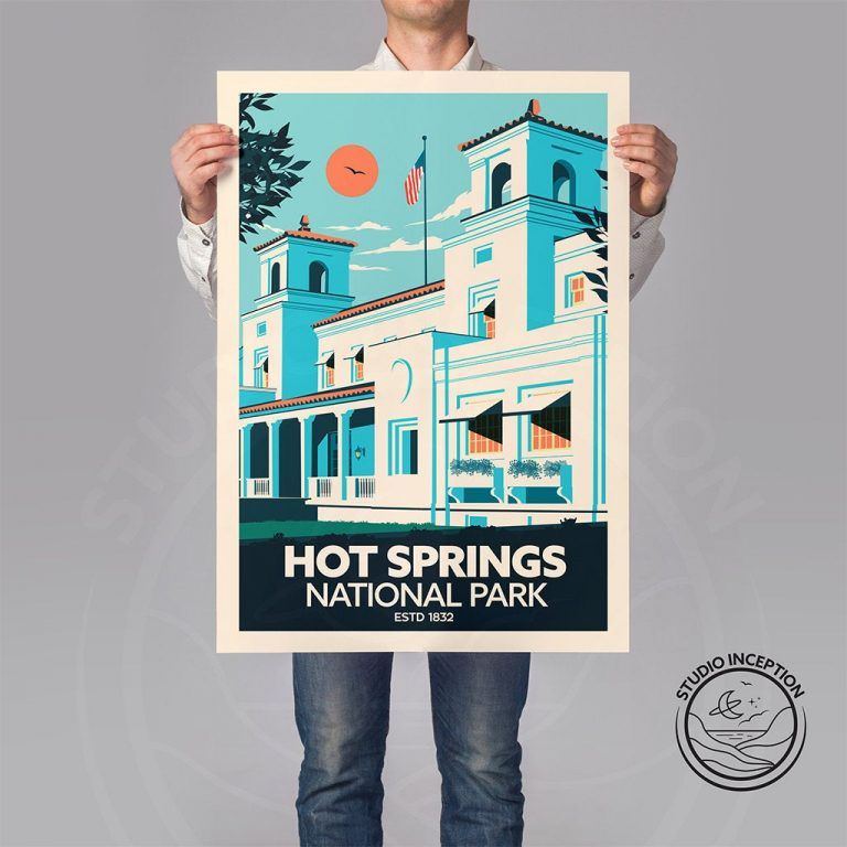 Hot Springs National Park Travel Poster Featuring Bathhouse Row By ...