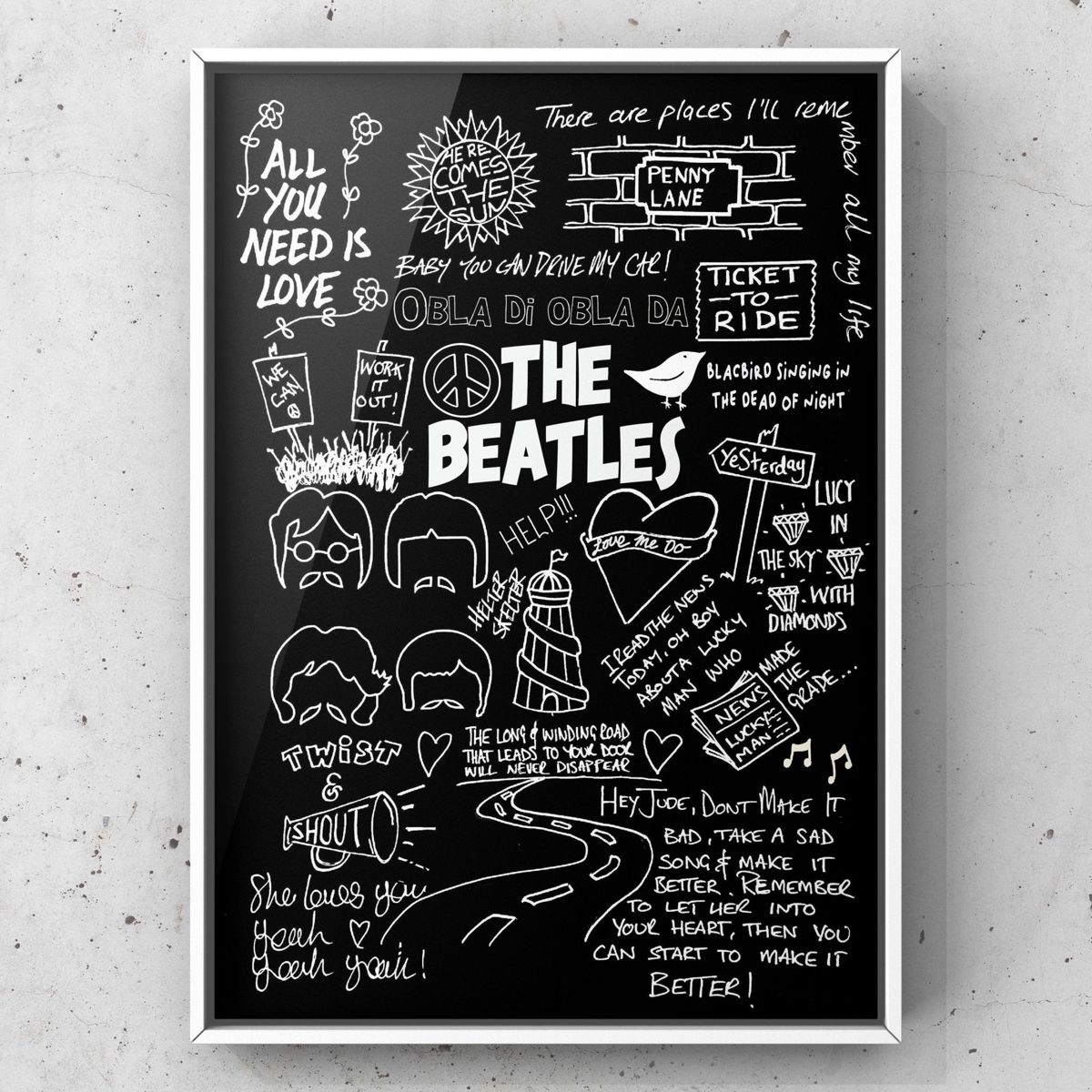 The Beatles Lyric Album Song Doodle Sketch Poster Print – Poster ...