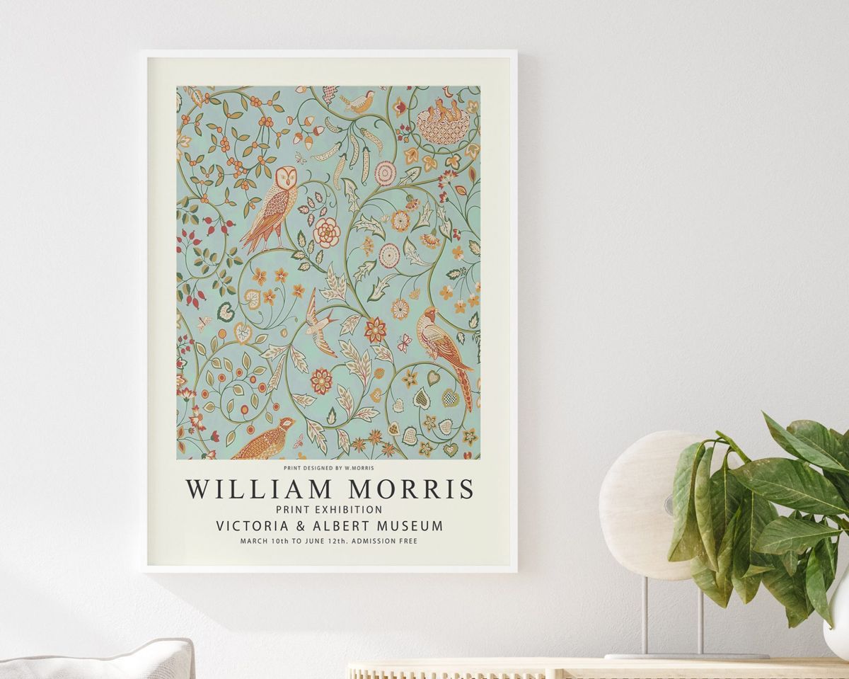 William Morris Exhibition Poster, Art Nouveau, Floral Print, Vintage