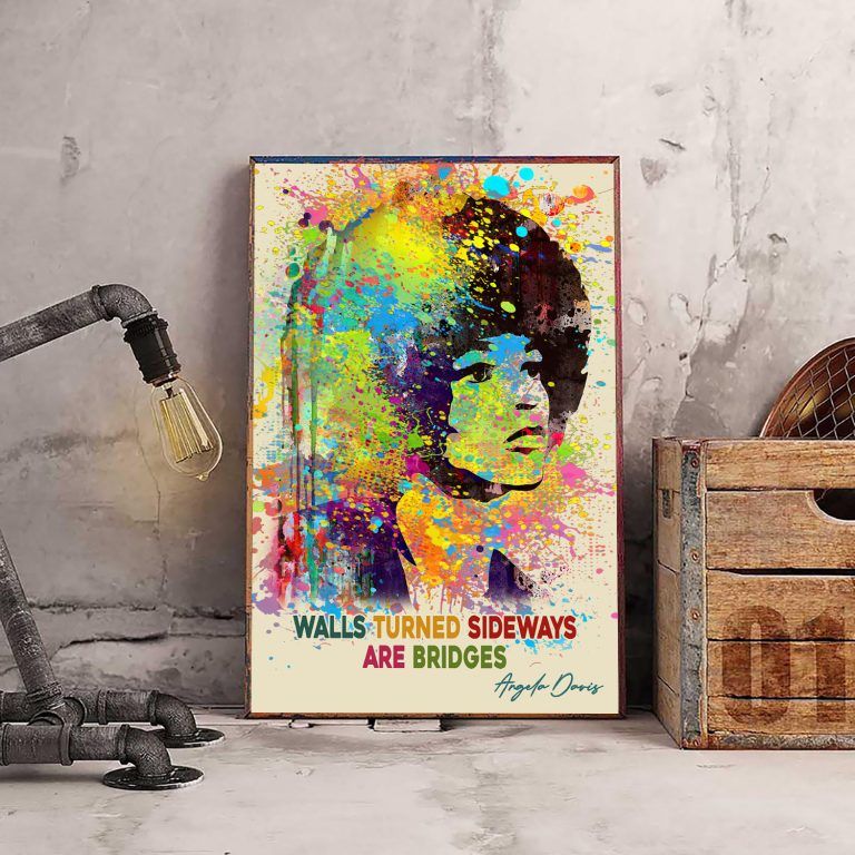 Angela Davis Poster, Walls Turned Sideways Are Bridges Vintage Poster ...