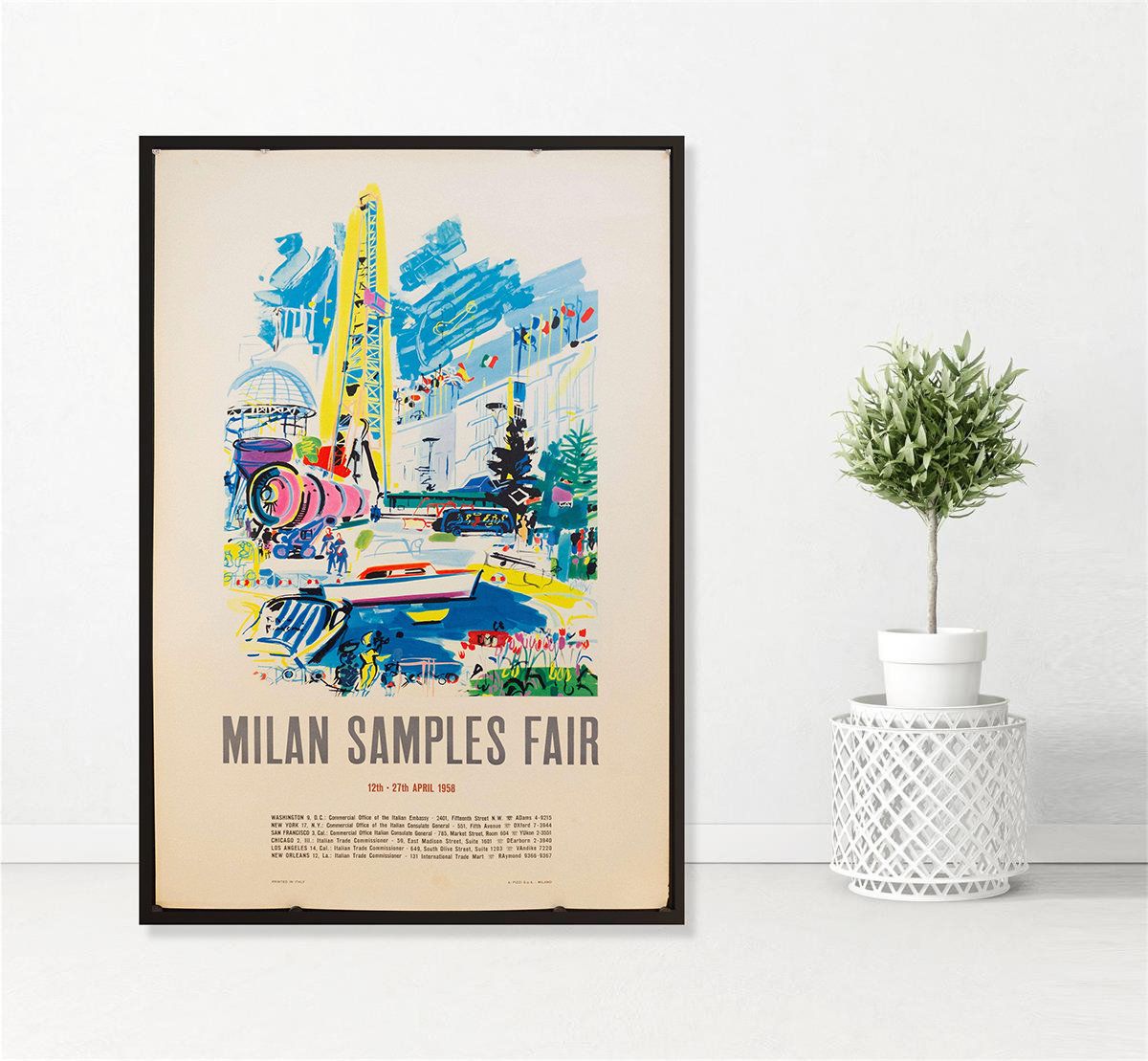 1958 Milan Vintage Travel Poster, Travel Wall Art Print Decor ...