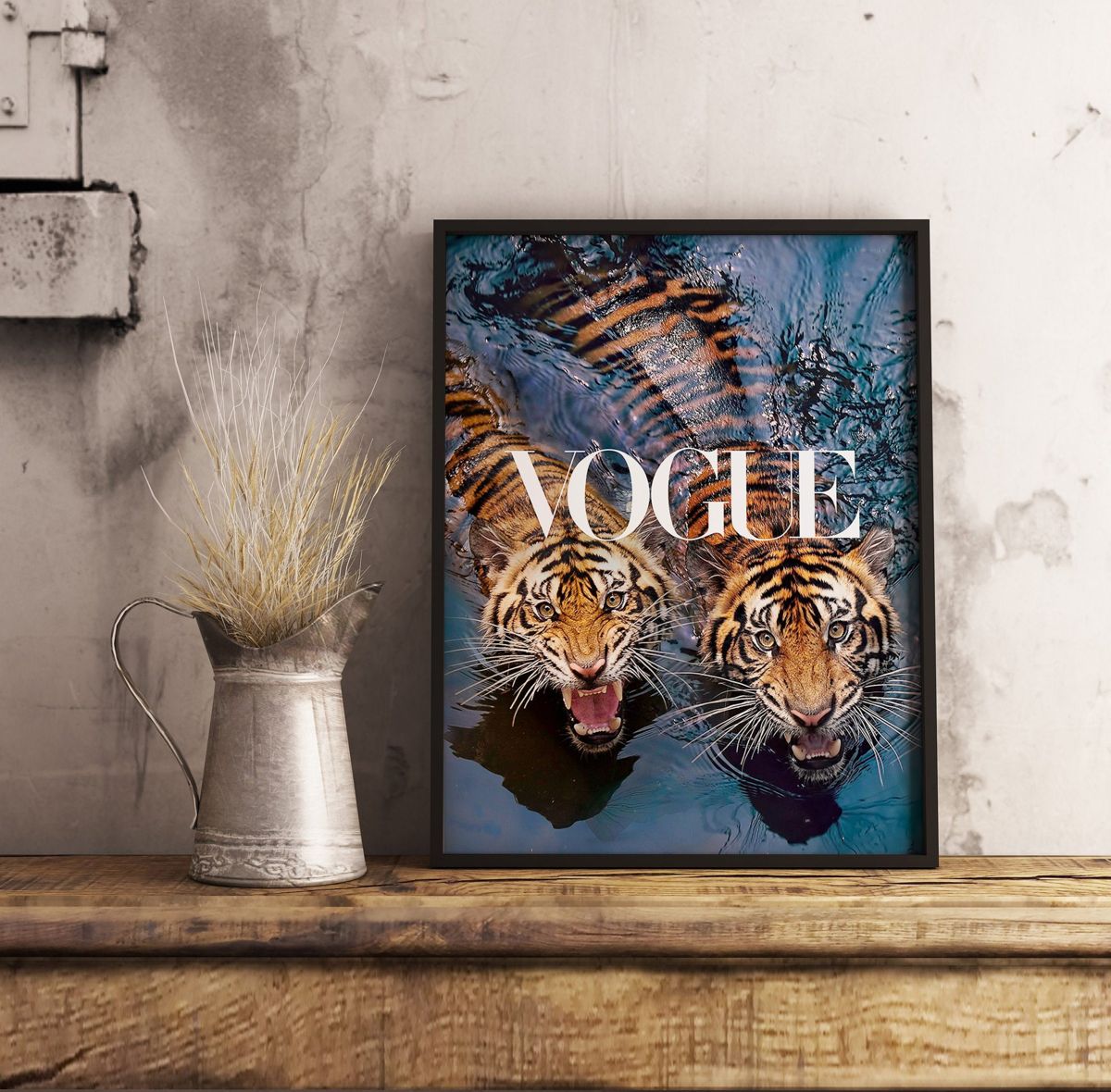 Vintage Tiger Vogue Cover Poster, Fashion Magazine Cover, Wall Art ...