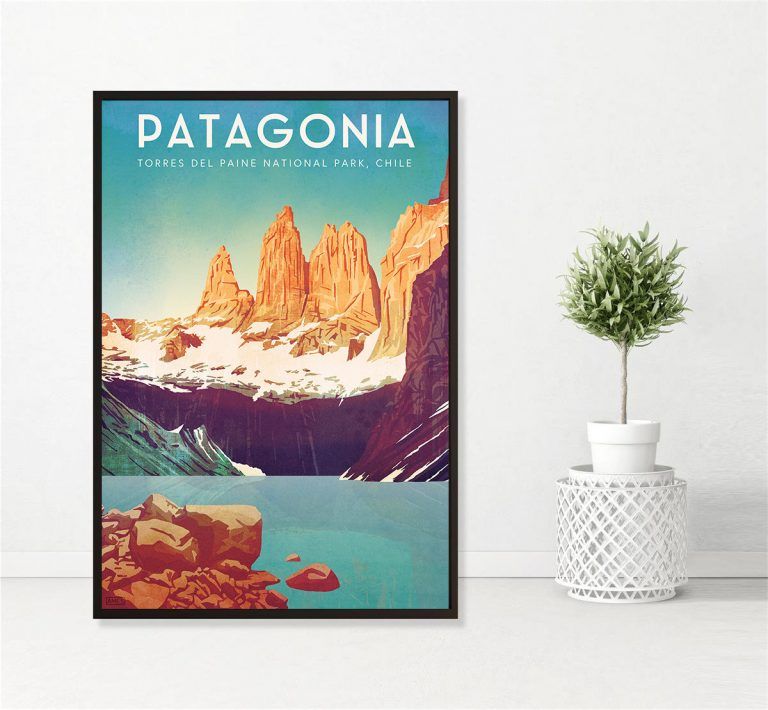 Chile, Patagonia Vintage Travel Poster, Travel Wall Art Print Decor ...