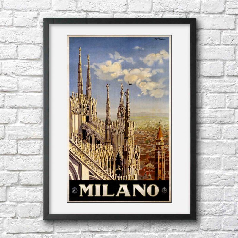 Milan Italy Vintage Travel Italian Travel Art Retro Ad Milano – Poster ...