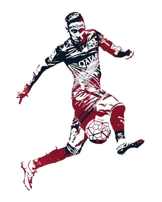 Neymar Watercolor Strokes Pixel Art 2 Poster Canvas Wall Art Print