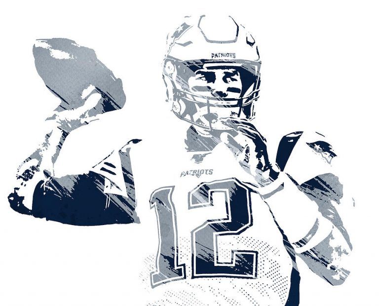 Tom Brady New England Patriots Watercolor Strokes Pixel Art Poster